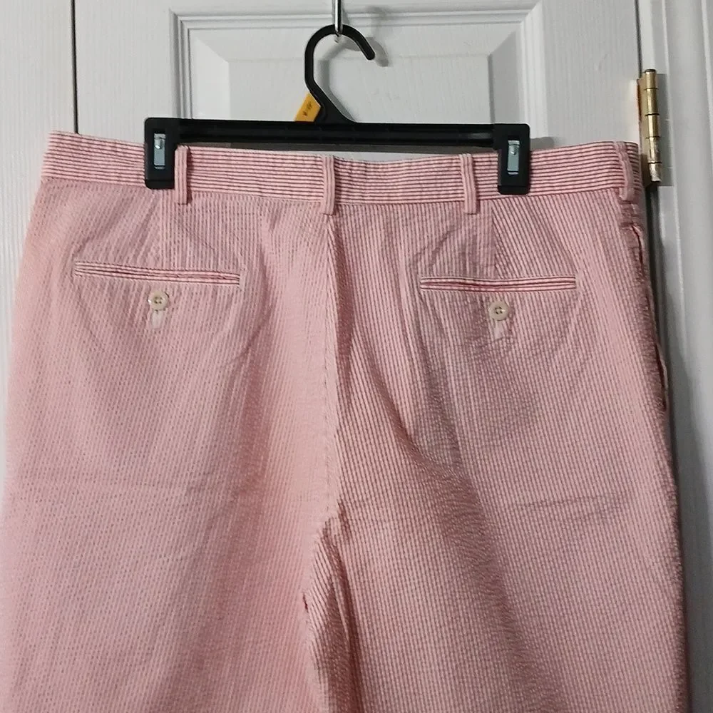 Lands' End gingham Red and White Striped Shorts Sz 36 EUC
